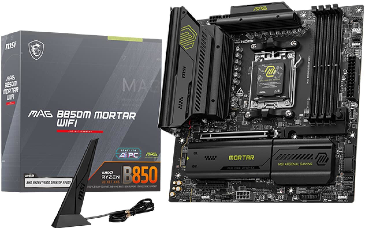 MSI MAG B850M Mortar Wifi Motherboard Micro ATX με AMD AM5 Socket <span style="color: white; visibility:visible;">4711377321150</span>