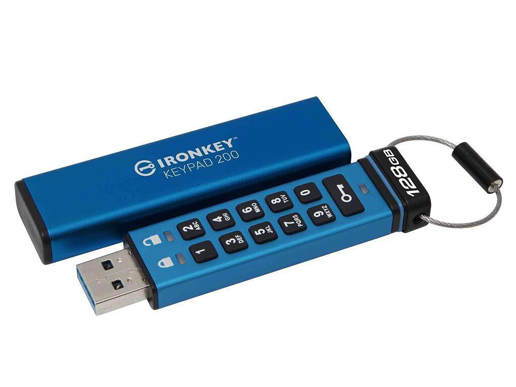 Kingston IronKey Keypad 128GB USB 3.2 Stick Μπλε <span style="color: white; visibility:visible;">0740617330069</span>